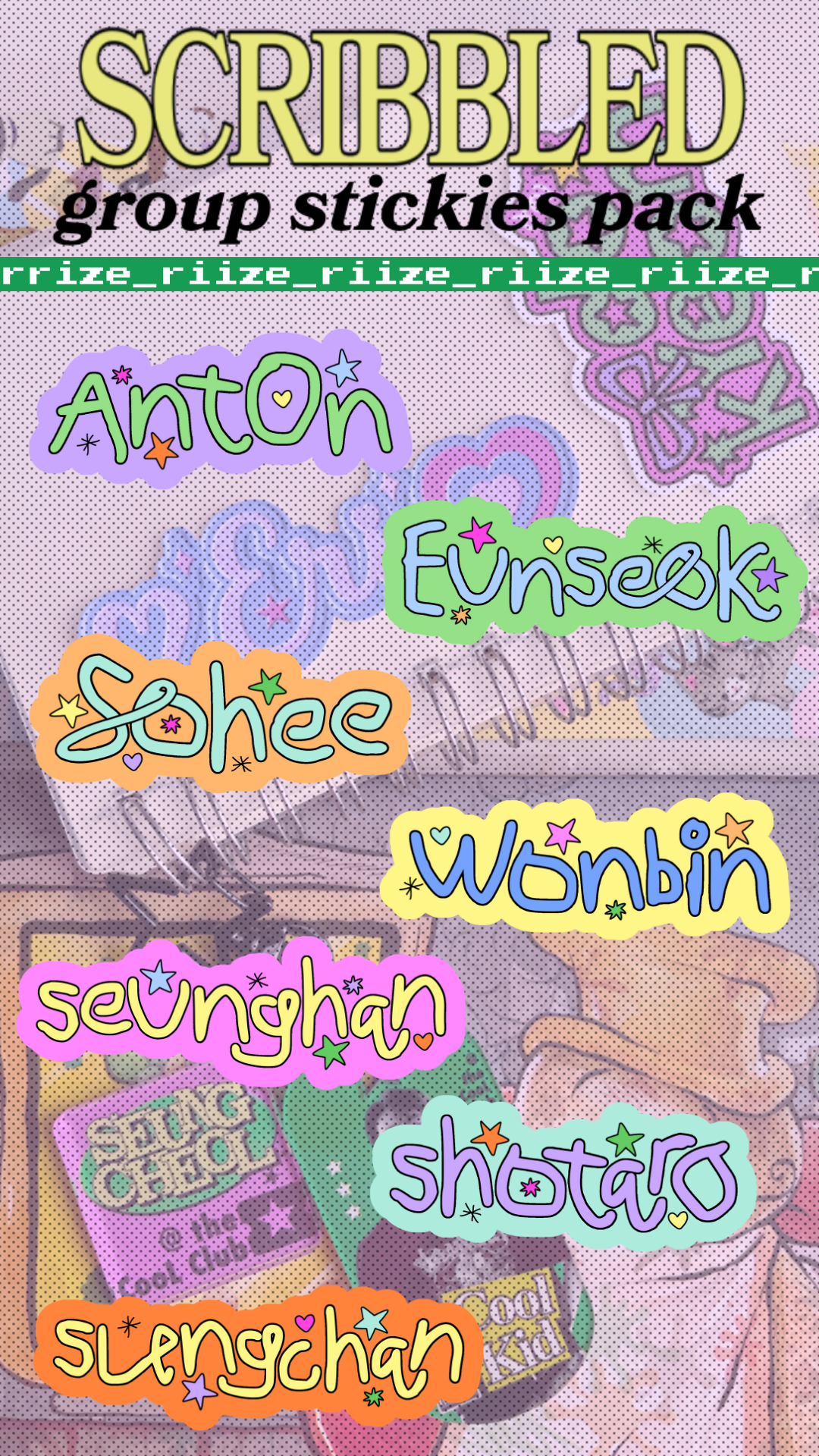 Scribbled Group Stickies Pack