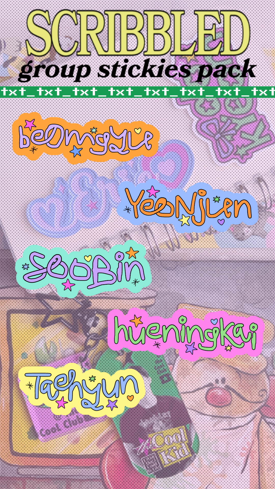 Scribbled Group Stickies Pack