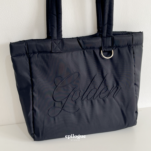 Golden Puffy Tote Bag