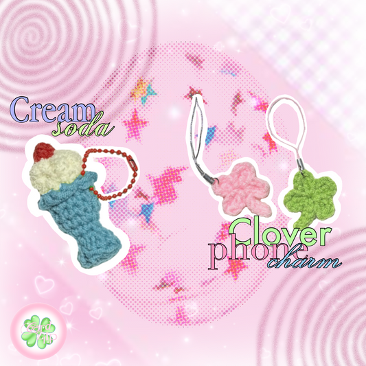 Cream Soda & Clover Crochet Keychain