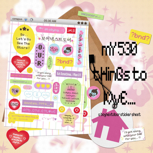 My 530 Things To Love Sticker Sheet - BoyNextDoor