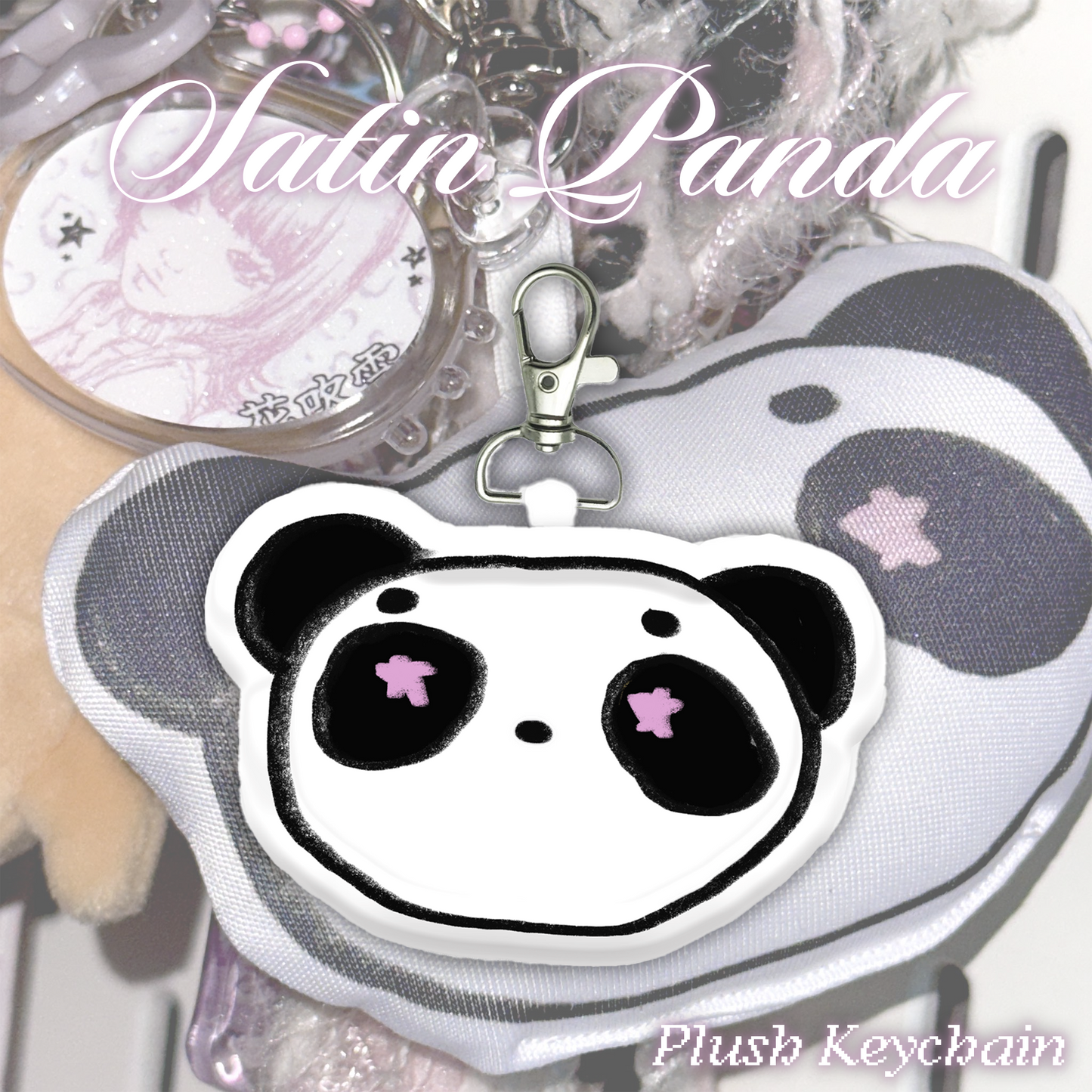 Satin Panda Plush Keychain
