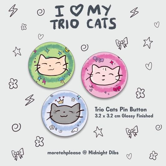 I Love My Trio Cats Pin Pack