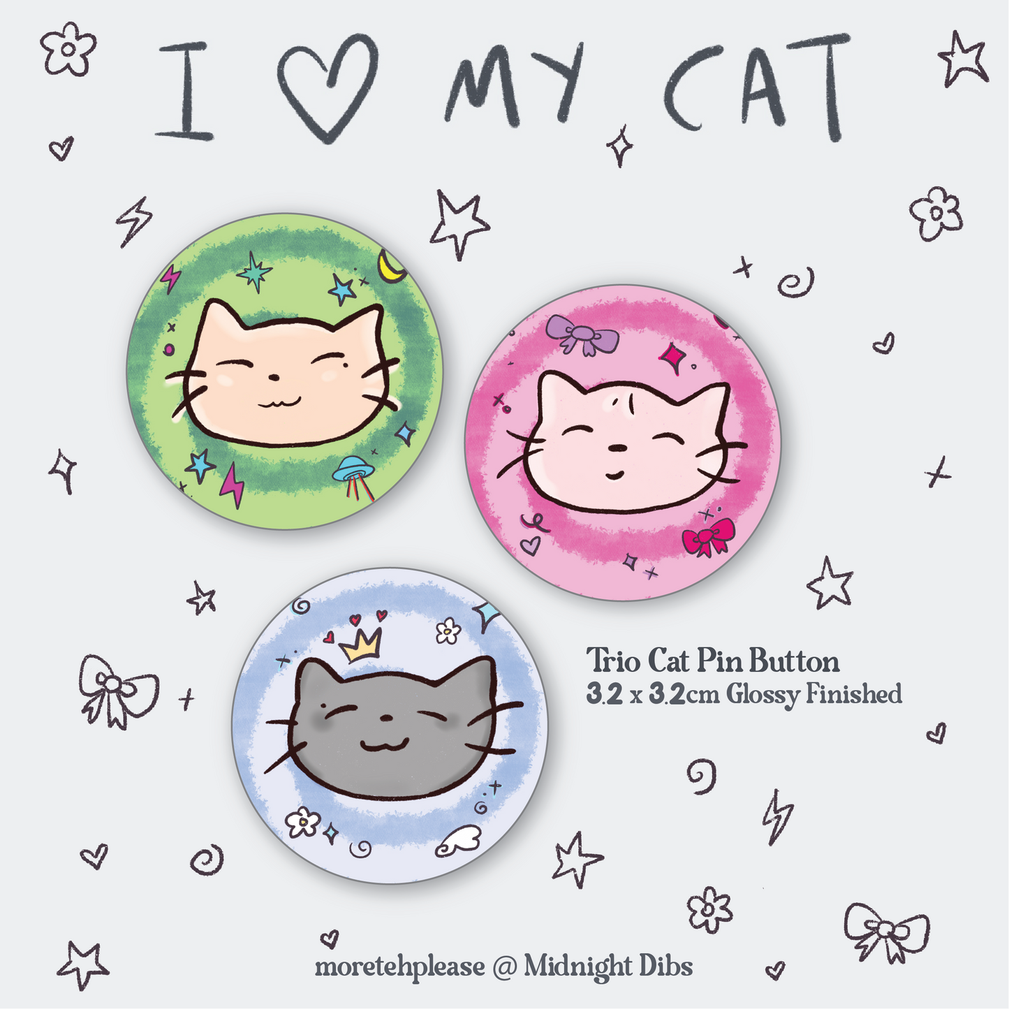 I Love My Cat Pin Pack