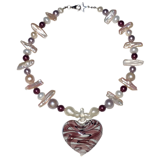 Mulberry Wine Pearly Amour Necklace